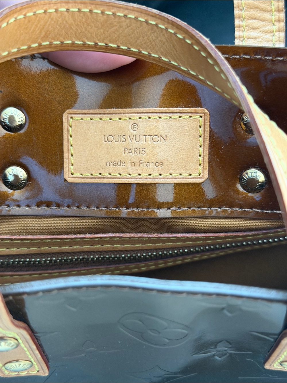 Louis Vuitton Chocolate Patent Monogram Small Tote - Picture 7 of 10